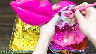GOLD vs PINK! Mixing Makeup, Glitter and More into Glossy Slime ! Satisfying Slime Video #804