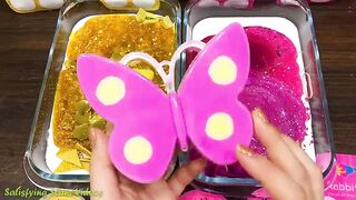 GOLD vs PINK! Mixing Makeup, Glitter and More into Glossy Slime ! Satisfying Slime Video #800