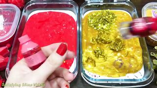 RED vs GOLD! Mixing Makeup, Glitter and More into Glossy Slime ! Satisfying Slime Video #797