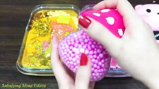 GOLD vs PINK! Mixing Makeup, Glitter and More into Glossy Slime ! Satisfying Slime Video #795
