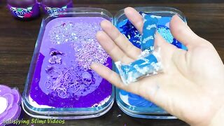 PURPLE vs BLUE! Mixing Makeup, Glitter and More into Glossy Slime ! Satisfying Slime Video #794