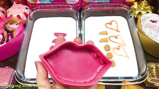 PINK vs GOLD FROZEN! Mixing Makeup, Glitter and More into Glossy Slime ! Satisfying Slime Video #793