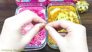 PINK vs GOLD FROZEN! Mixing Makeup, Glitter and More into Glossy Slime ! Satisfying Slime Video #793