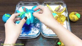 Blue vs GOLD | Mixing Makeup and Wagashi Clay into GLOSSY Slime | Satisfying Slime, ASMR Slime #685