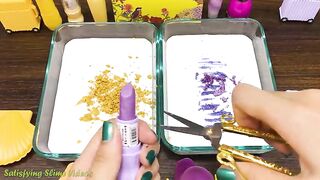 YELLOW vs PURPLE | Mixing Makeup and Clay into GLOSSY Slime | Satisfying Slime, ASMR Slime #682