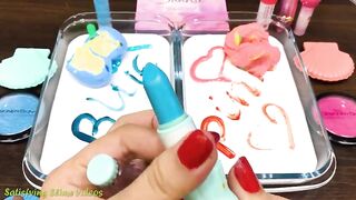 PINK vs BLUE | Mixing Makeup and Wagashi Clay into GLOSSY Slime | Satisfying Slime, ASMR Slime #679