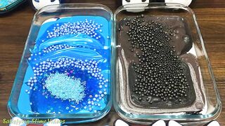 BLUE vs BLACK | Mixing Random Things into GLOSSY Slime | Satisfying Slime, ASMR Slime #696