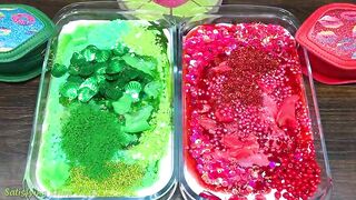 GREEN vs RED FRUIT ! Mixing Random Things into GLOSSY Slime ! Satisfying Slime, ASMR Slime #687