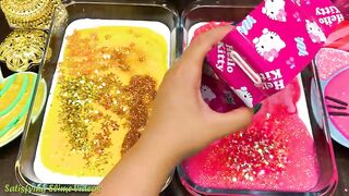 GOLD CACTUS vs PINK HELLO KITTY! Mixing Random Things into GLOSSY Slime Satisfying Slime, ASMR Slime