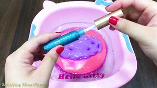 HELLO KITTY PINK, BLUE and PURPLE | Mix Random Things into CLEAR! Slime Satisfying Slime, ASMR Slime