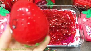 RED STRABERRY | Mix Random Things into GLOSSY Slime | Satisfying Slime Videos, ASMR Slime #654