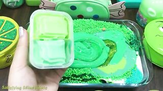 GREEN Slime | Mixing Random Things into GLOSSY Slime | Satisfying Slime Videos #624
