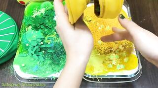 FRUITS GREEN vs YELLOW | Mixing Random Things into GLOSSY Slime | Satisfying Slime Videos #621
