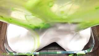 FRUITS GREEN vs YELLOW | Mixing Random Things into GLOSSY Slime | Satisfying Slime Videos #621