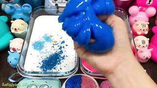 BEAR BLUE vs PINK | Mixing Random Things into GLOSSY Slime | Satisfying Slime Videos #604