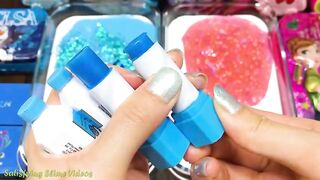 FROZEN Blue vs Pink ! Mixing Random Things into GLOSSY Slime! Satisfying Slime Videos #598