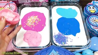PINK VS BLUE ! Mixing Random Things into GLOSSY Slime! Satisfying Slime Videos #591