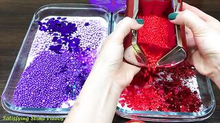 Purple vs Red ! Mixing Random Things into GLOSSY Slime! Satisfying Slime Videos #582
