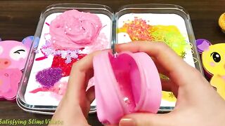 Pink vs Yellow! Mixing Random Things into GLOSSY Slime! SlimeSmoothie Satisfying Slime Video #572