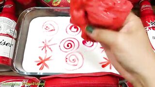 Series RED BUDWEISER Slime ! Mixing Random Things into GLOSSY Slime! Satisfying Slime Videos #509