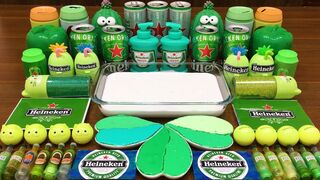 Series GREEN HEINEKEN Slime | Mixing Random Things into GLOSSY Slime | Satisfying Slime Videos #503