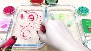 Watermelon Slime | GREEN vs RED ! Mixing Makeup Eyeshadow into Clear Slime ! Satisfying Videos #440