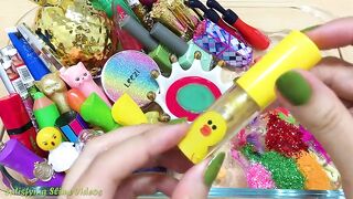 Mixing Makeup and Glitter into Clear Slime !!! Slimesmoothie Realxing Satisfying Slime Videos #435