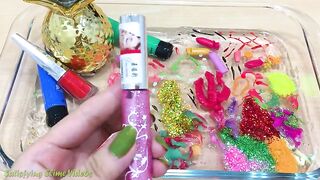 Mixing Makeup and Glitter into Clear Slime !!! Slimesmoothie Realxing Satisfying Slime Videos #435