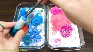 BLUE vs PINK ! Elsa Anna and Mickey Mouse! Special Series #43 Mixing Random Things into Glossy Slime