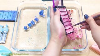 Special Series #21 PINK vs BLUE - Mixing Makeup Eyeshadow into Clear Slime! Satisfying Slime Videos