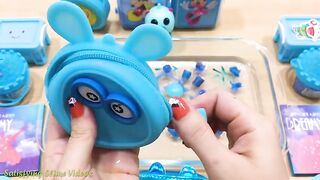 Special Series BLUE Satisfying Slime Videos #19 - Mixing Random Things into Clear Slime