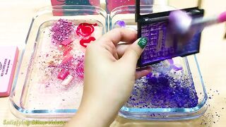Special Series #17 PURPLE vs PINK | Mixing Makeup Eyeshadow into Clear Slime! Satisfying Slime Video