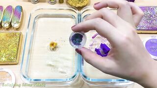 Special Series #12 PURPLE vs GOLD | Mixing Makeup Eyeshadow into Clear Slime! Satisfying Slime Video