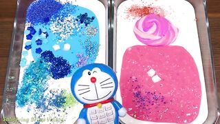Special Series #06 BLUE DOREAMON vs PINK PEPPA PIG !! Mixing Random Things into GLOSSY Slime