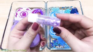 Special Series #5 PURPLE vs BLUE | Mixing Makeup and Clay into Clear Slime | Satisfying Slime Videos
