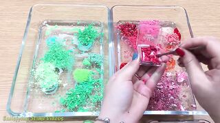RED vs GREEN | Mixing Makeup into Clear Slime | Special Series Satisfying Slime Video