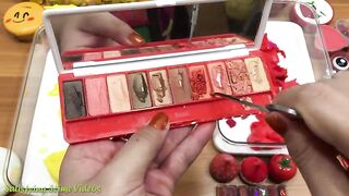 Mixing Lipstick, Clay and Glitter into Glossy Slime ! Yellow Vs Red Special Series Part 13