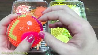 Mixing Floam and Glitter Into Clear Slime ! Orange vs Yellow Special Series Part 12 Satisfying Slime