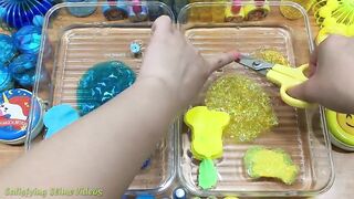 Mixing Random Things Into Clear Slime ! Yellow Vs Blue Special Series Part 11 Satisfying Slime Video