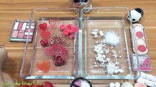 Mixing Lipstick and Eyeshadow Into Clear Slime ! Red vs White Special Series Part 2 Satisfying Slime
