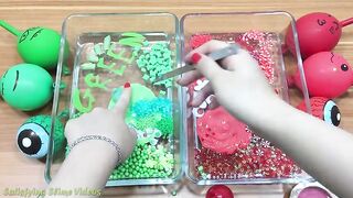 Mixing Random Things Into Clear Slime ! Red vs Green Special Series Satisfying Slime Videos