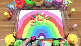 MIXING MAKEUP AND CLAY INTO RAINBOW GLOSSY SLIME!!! SATISFYING SLIME  VIDEOS