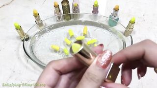 Mixing Yellow Lipstick into Clear slime | Slimesmoothie | Satisfying Slime Video