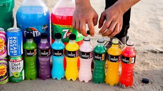 Experiment Balloons of Fanta, Pepsi, Sprite, Mtn Dew, Sodas, Coca-Cola vs Mentos in Big Underground