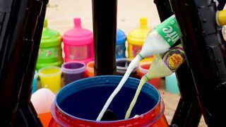 Experiment Big Balloons of Orbeez, Fanta, Sodas, Mtn Dew, Coca Cola vs Mentos Volcanic Underground