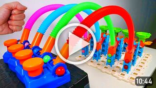 Pop Tube Marble Run Race ASMR # In The Air - Creative Healing Sound Simple Machine DIY Build