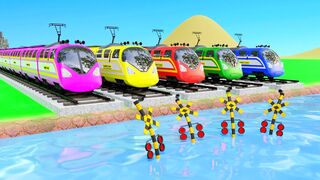 Train Thomas Rainbow Colors 3D Railroad Crossing Animation