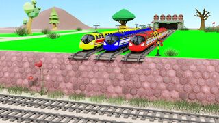 Train Thomas Rainbow Colors 3D Railroad Crossing Animation