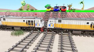 Train Thomas Rainbow Colors 3D Railroad Crossing Animation