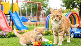 Mama Cat Trims Fur on the Farm and Makes Tiger Hat For Kittens At Home